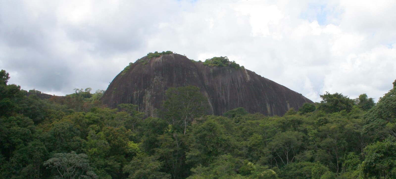 Der Voltzberg aus Granit ragt aus dem Regenwald in Zentral-Suriname
